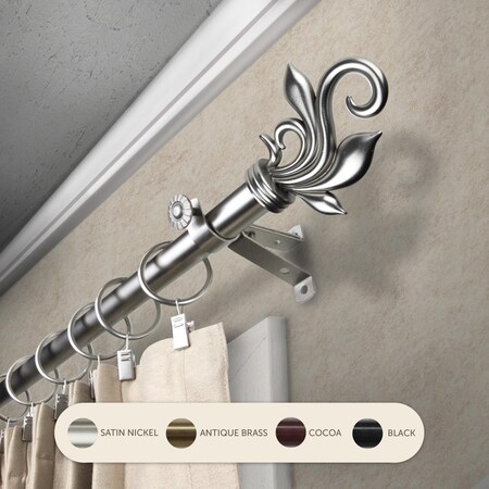 Central Design 0.8125 in. Giles Curtain Rod with 28 to 48 in. Extension, Satin Nickel 4874-285